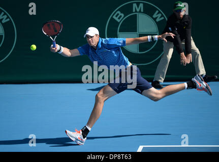 Auckland, Neuseeland. 9. Januar 2014. USAS John Isner am Viertelfinale-Tag 2014 Heineken Open. ASB-Tennis-Center. Bildnachweis: Aktion Plus Sport/Alamy Live-Nachrichten Stockfoto