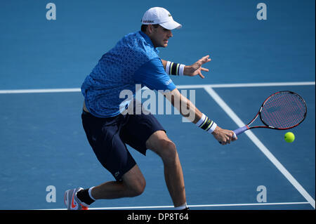 Auckland, Neuseeland. 9. Januar 2014. USAS John Isner am Viertelfinale-Tag 2014 Heineken Open. ASB-Tennis-Center. Bildnachweis: Aktion Plus Sport/Alamy Live-Nachrichten Stockfoto