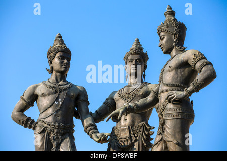 Die drei Könige Monument in Chiang Mai, Thailand Stockfoto