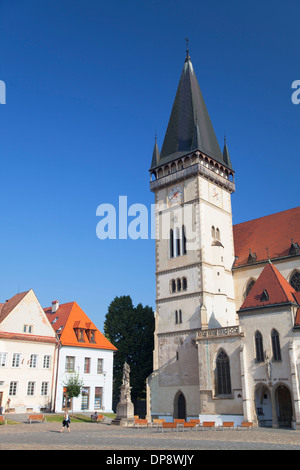 Basilika St. Egidius in Radnicne Square, Bardejov (UNESCO-Weltkulturerbe), Presov Region, Slowakei Stockfoto