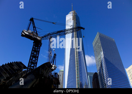 Ansicht des Freedom Tower im Bau, WTO, Ground Zero, New York City, NY, Vereinigte Staaten von Amerika, USA Stockfoto
