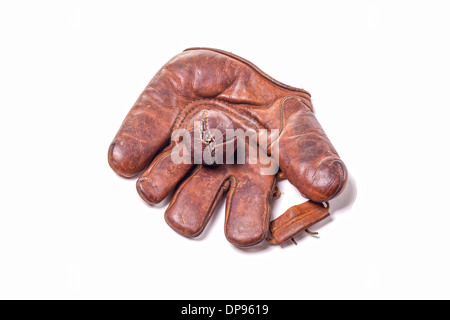 Vintage Leder Baseballhandschuh mit ball Stockfoto