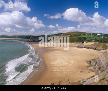 Pobbles Bay und Three Cliffs Bay, Gower Halbinsel, Swansea, Wales. Stockfoto