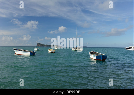 Coin De Mire Insel am Cap Malheureux, Mauritius gesehen. Stockfoto