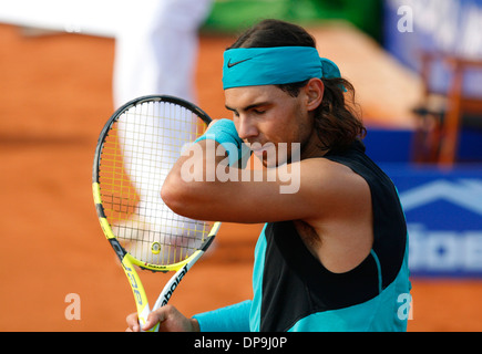 Spaniens Tennisspieler Rafa Nadal gesehen während eines Spiels auf der Insel Mallorca, Spanien. Stockfoto