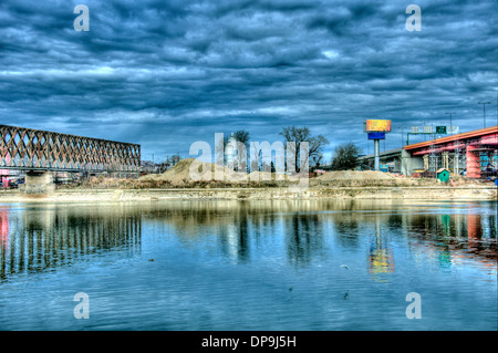 Blick auf Fluss Sava in Belgrad in HDR-Technik Stockfoto