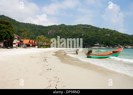 Angelboote/Fischerboote am Strand von Koh Pha Ngan Thailand Stockfoto