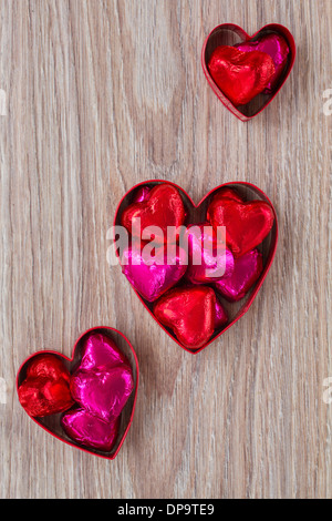 Satz von drei Herz-Bonbons Stockfoto