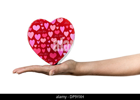 asiatische Frau Valentinstag Gebens und Nehmens Geschenk Stockfoto