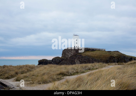 Leuchtturm, Llandwyn Insel Anglesey, North Wales Stockfoto