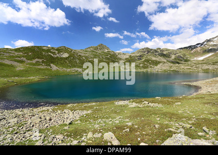 Die Jovet-Seen. Die alpine Landschaft von Les Contamines-Montjoie. Mont-Blanc Gegend. Französische Alpen. Europa. Stockfoto