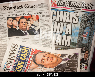 New York Zeitung deckt auf Donnerstag, 9. Januar 2014 verfügen über New Jersey Gouverneur Chris Christie Stockfoto