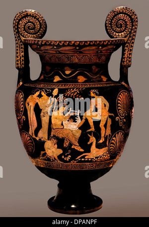 Voluten Vase Krater) 380 BC Musikwettbewerb zwischen dem Gott Apollo und der Satyr Marsyas Griechisch Griechenland Stockfoto