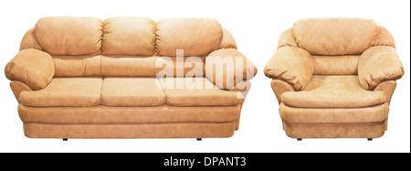 Isolierte braunen Sofa auf weißem Hintergrund. Rote Couch für Möbeldesign. Stockfoto