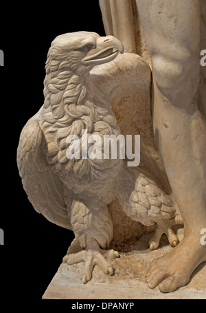 Fragmentieren Sie Eagle Jupiter König der römischen Götter bringen Blitz und begleitet von Adler Rom Italien 150 n. Chr. Marmor Stockfoto