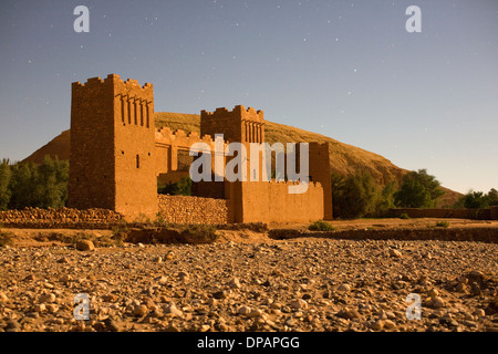 Ait Benhaddou bei Vollmond Stockfoto