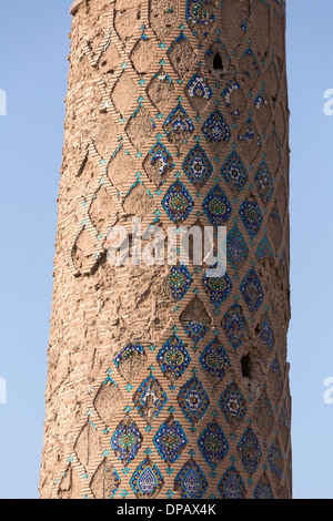 Detail vom Minarett der Madrasa Gawhar Shad, Herat, Afghanistan Stockfoto