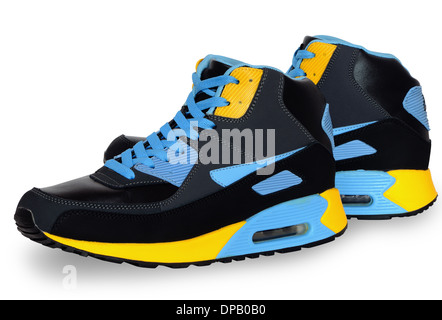 Jugend Sport-Schuhe, die isoliert auf weißem Hintergrund Stockfoto