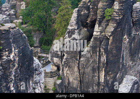 Deutschen Nationalpark sächsischen Schweiz. Bastei-Brücke-Elemente. Stockfoto