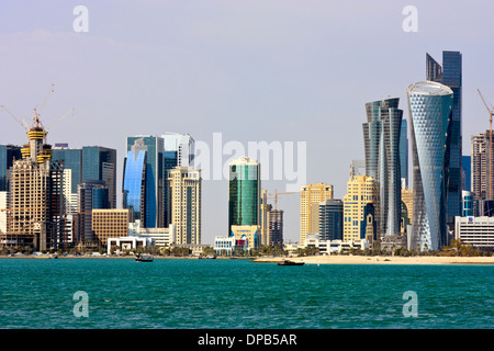 Panorama von Gewerbegebiet West Bay, Doha, Katar Stockfoto