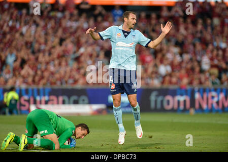 Sydney, Australien. 11. Januar 2014. Sydneys Ranko Despotovic in Aktion während der Hyundai A-League-Spiel zwischen Western Sydney Wanderers FC und Sydney FC aus dem Pirtek Stadion, Parramatta. Bildnachweis: Aktion Plus Sport/Alamy Live-Nachrichten Stockfoto