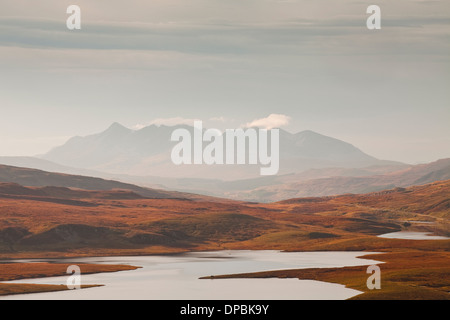 Die Aussicht auf den Cullins von in der Nähe der Old Man of Storr. Stockfoto