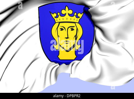 Wappen von Stockholm, Schweden. Hautnah. Stockfoto