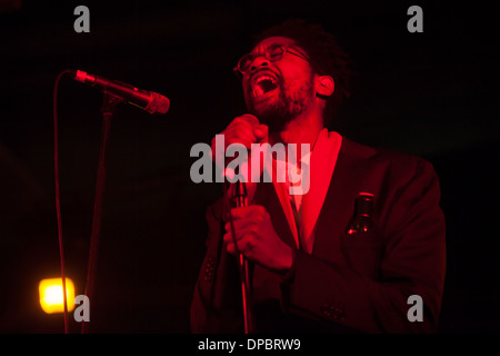 Nástio Mücke, afrikanische Musiker bei Vodafone Mexefest Festival, Lissabon, Portugal. Stockfoto