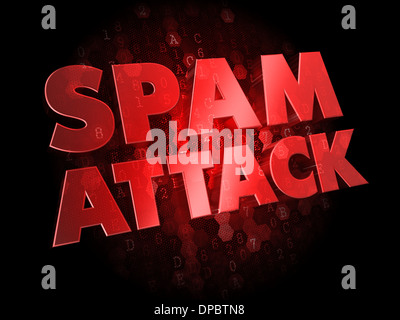 Spam-Angriff auf digitale dunkel. Stockfoto