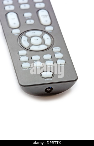 Hi-Fi System-Fernbedienung auf einem weißen Hintergrund. Stockfoto