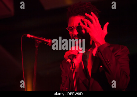 Nástio Mücke, afrikanische Musiker bei Vodafone Mexefest Festival, Lissabon, Portugal. Stockfoto