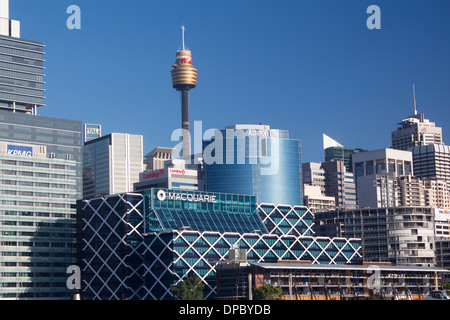 Sydney CBD Central Business District Skyline Wolkenkratzer und Westfield Sydney Tower von Darling Harbour Sydney NSW Australia Stockfoto