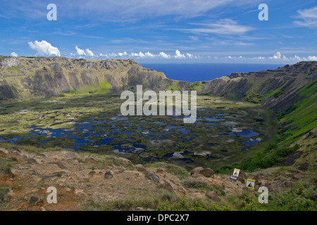 Rano Kau Vulkankrater, Osterinsel, Chile Stockfoto