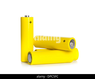 Akku-Zelle AA isoliert auf weißem Hintergrund. Stockfoto