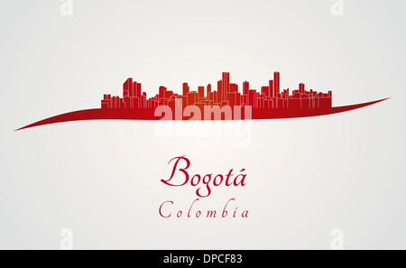 Bogota-Skyline im roten und grauen Hintergrund Stockfoto