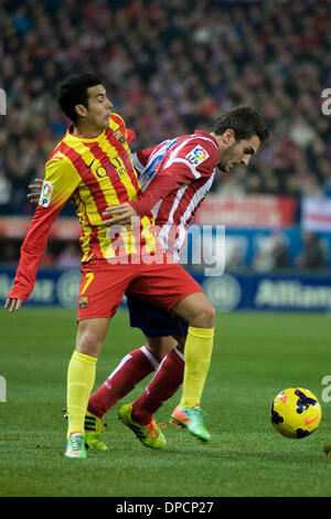 Madrid, Spanien. 11. Januar 2014. Barcelonas vorwärts Pedro während der spanischen Liga-Fußball match Club Atletico de Madrid Vs FC Barcelona im Vicente Calderon Stadion in Madrid Foto: Oscar Gonzalez/NurPhoto Credit: Oscar Gonzalez/NurPhoto/ZUMAPRESS.com/Alamy Live News Stockfoto