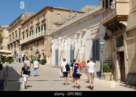 Blick auf die Altstadt von Ragusa Ibla, die barocke Stadt als Weltkulturerbe von der unesco in Sizilien aufgeführt Stockfoto