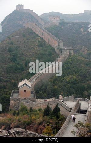 Die chinesische Mauer in der Nähe von Jinshanling, auf die Jinshanling, Simatai gehen. 28.09.2011 Stockfoto