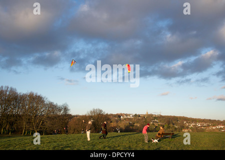 Drachensteigen Parlament Hill Hampstead Heath North London England UK Stockfoto