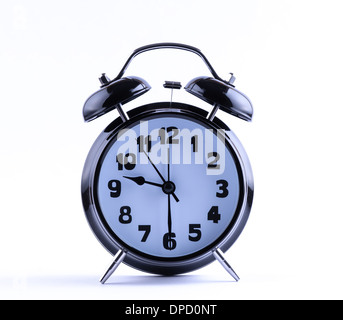 Alram-Uhr auf weißem Hintergrund mit 09:30 Stockfoto