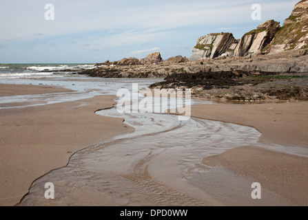 Der Strand und Felsen an der Ayrmer Bucht, Devon, England, UK Stockfoto