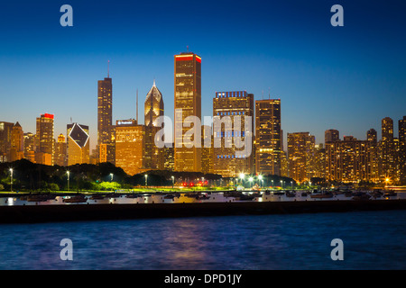 Skyline von Chicago und Waterfront am Lake Michigan Stockfoto