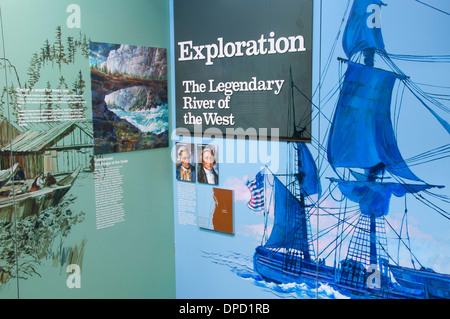 Visitor Center Anzeige, Bonneville Dam, Columbia River Gorge National Scenic Area, Oregon Stockfoto