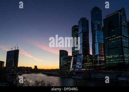 Nachtansicht des Geschäftszentrums Moskau City Stockfoto