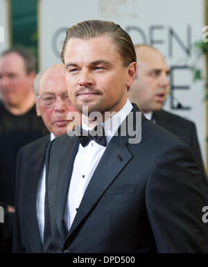 Beverly Hills, Kalifornien, USA. 12. Januar 2014. Schauspieler Leonardo Dicaprio kommt für die 71. annual Golden Globe Awards in Beverly Hills, Kalifornien, den Vereinigten Staaten am 12. Januar 2014. Bildnachweis: Yang Lei/Xinhua/Alamy Live-Nachrichten Stockfoto