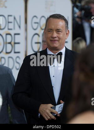 Beverly Hills, Kalifornien, USA. 12. Januar 2014. Schauspieler Thomas Hanks kommt für die 71. annual Golden Globe Awards in Beverly Hills, Kalifornien, den Vereinigten Staaten am 12. Januar 2014. Bildnachweis: Yang Lei/Xinhua/Alamy Live-Nachrichten Stockfoto