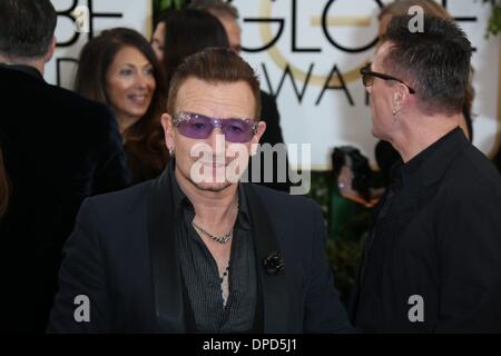 Los Angeles, USA. 12. Januar 2014. Sänger Bono besucht 71st Annual Golden Globe Awards aka Golden Globes im Hotel Beverly Hilton in Los Angeles, USA, am 12. Januar 2014. Foto: Hubert Boesl/Dpa/Alamy Live News Stockfoto