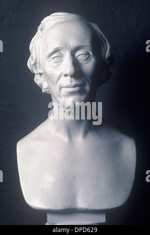 Hans Christian Andersen-Büste im Museum in Odense, Dänemark.  HOMER SYKES Stockfoto