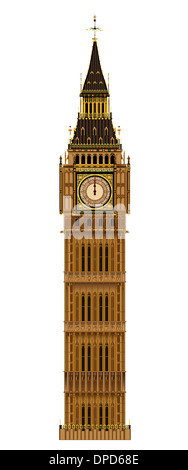 Das Londoner Wahrzeichen Big Ben Clock Tower auf einem weißen Hintergrund isoliert Stockfoto