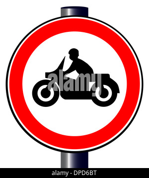 Eine große runde rote Verkehr ein Motorrad anzeigen Stockfoto